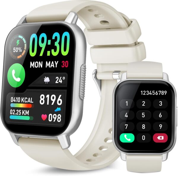 Men's Women's Smart Watch with Bluetooth Calling, 1.85 Inch HD Smartwatch, 112 Sports Modes with Pedometer, Heart Rate Monitor, Sleep, IP68 Waterproof Sport Smart Watch for iOS/Android