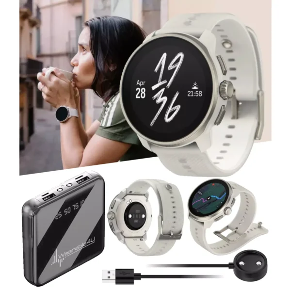 Suunto Race S AMOLED Touchscreen GPS Sports Powder Gray Smartwatch with Power Bank Bundle