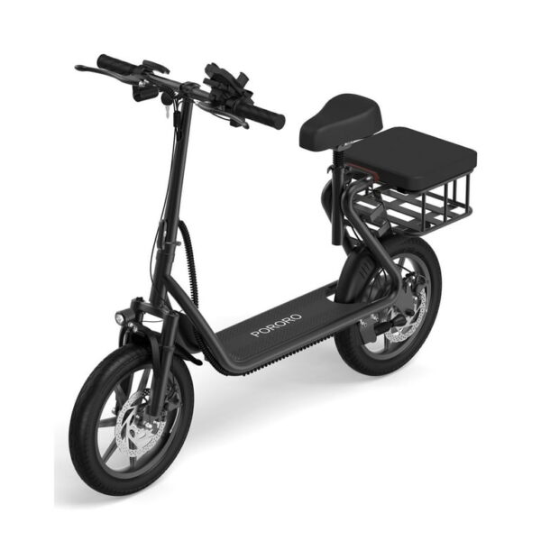 PORORO SLW50 Electric Scooter for Adults, Max 25 Miles Range, with 14" Tires, 500W, 22MPH, Black
