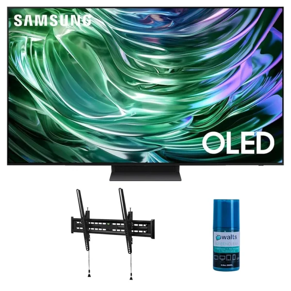 Samsung QN65S90DAFXZA 65 Inch 4K OLED Smart TV with Dolby Atmos with a Walts TV Large/Extra Large Tilt Mount for 43"-90" Compatible TV's and Walts HDTV Screen Cleaner Kit (2024)