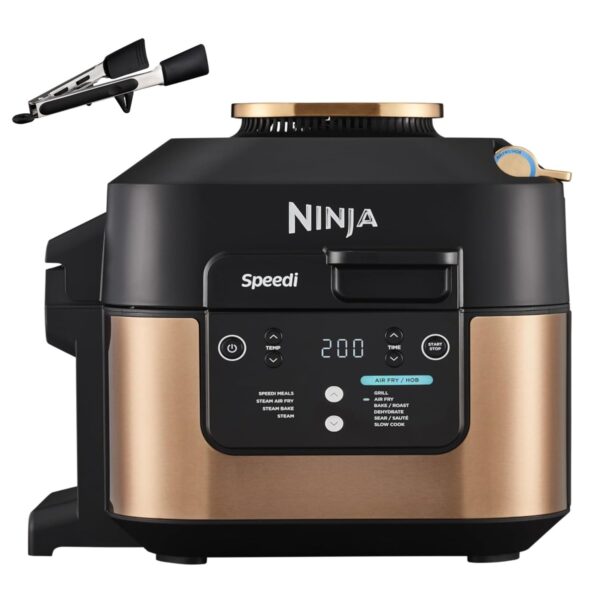 Ninja Speedi Multi-Function Express Cooker, Electric Cooker with Air Fryer 5.7L, 10-in-1, Oil-Free Fryer, Oven, Slow Cooking, Steaming and More, 4 Servings in 15min, Black and Copper